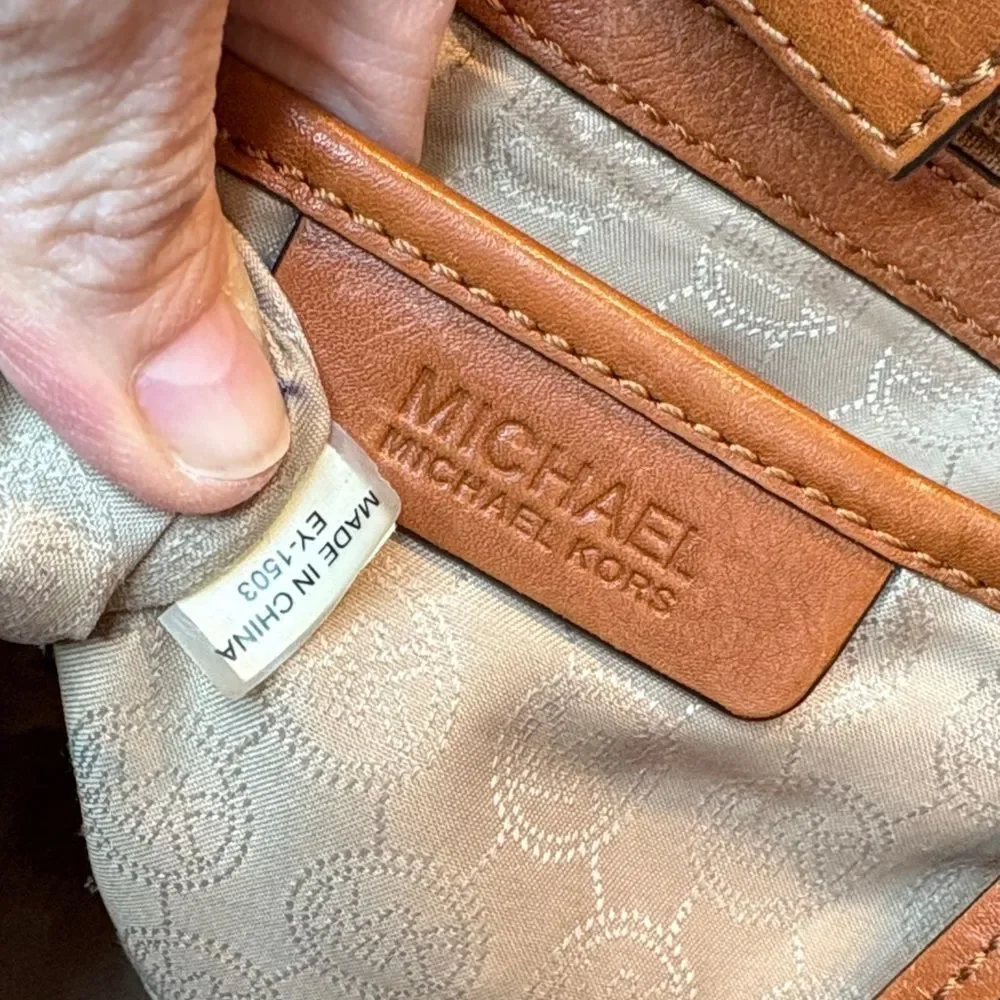 Michael Kors Bag Purse Handbag Leather Marina Signature Drawstring Tote Shoulder